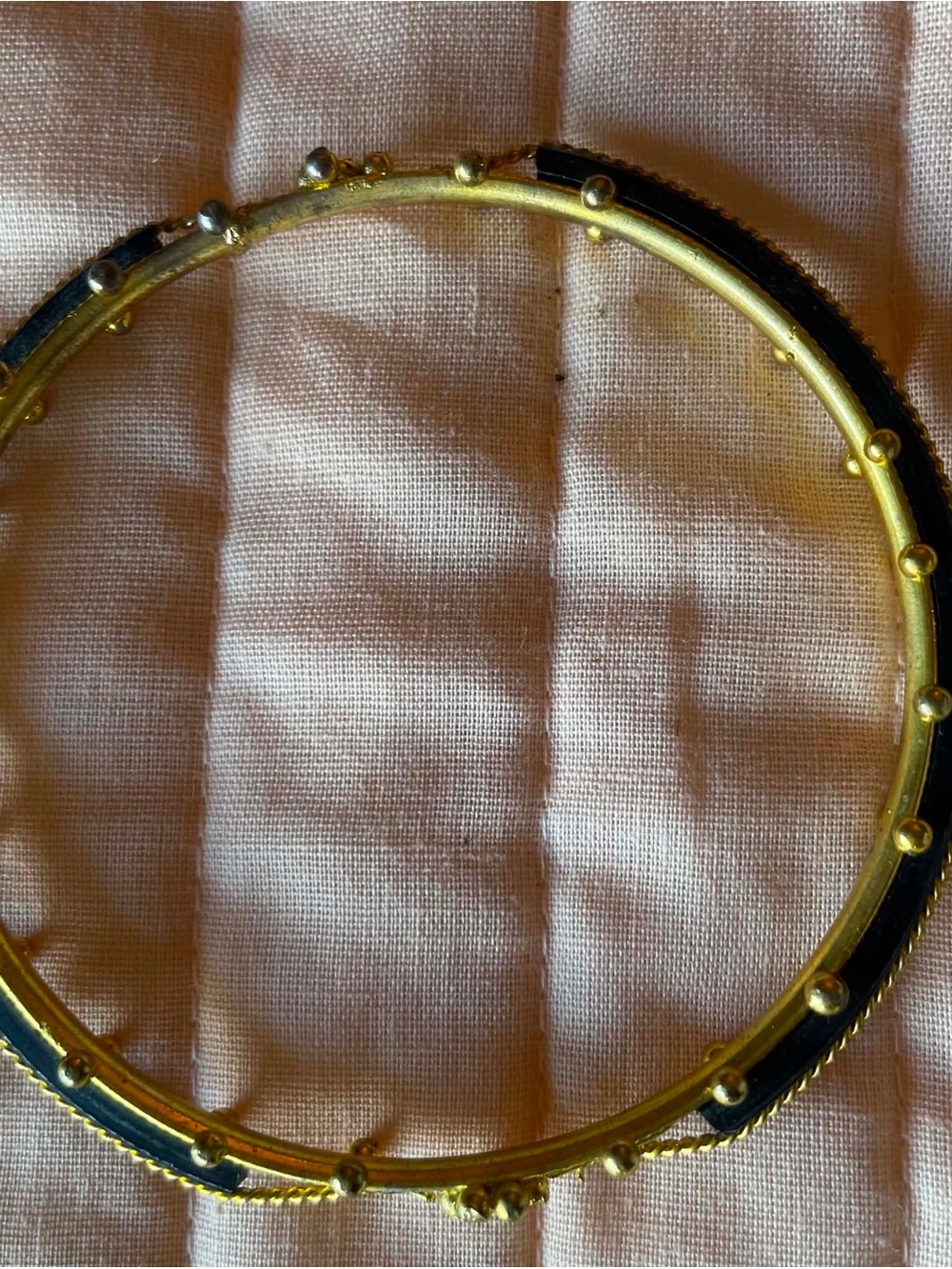 Gold and Black Stud Accent Bracelet - Women's Fashion Bracelet